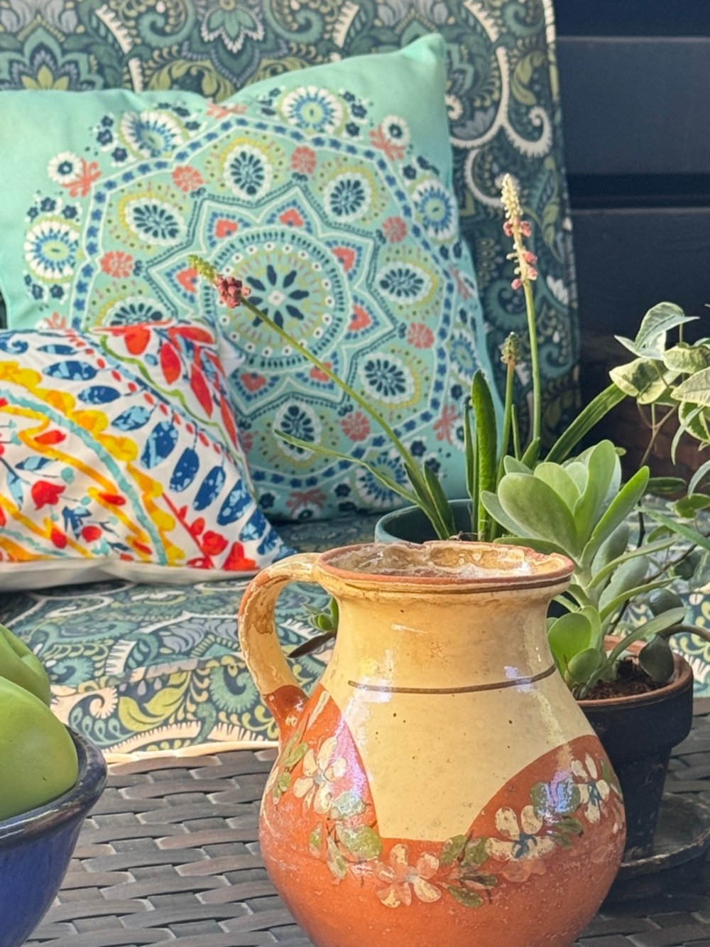 Antique Hungarian Folk Pottery Pitcher Hand Glazed Stoneware